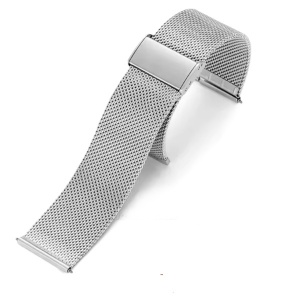 Brățară Oțel Inoxidabil Argintie – Mesh Milaneză – 22mm / 24mm – Quick Release – Închidere Deployant cu Clips
