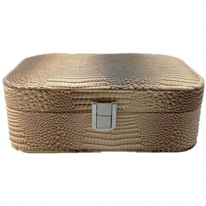 Caseta bijuterii piele ecologica DENISE rosie / neagra / camel / maro WZ1784 - Img 10