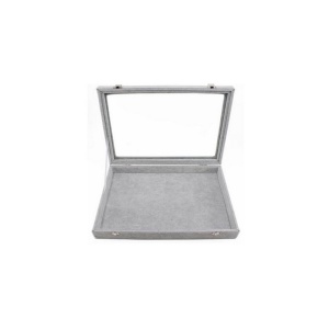Caseta Gri monovolum pentru prezentare bijuterii cu capac transparent