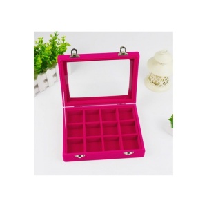Caseta pentru bijuterii cu 12 spatii Catifea Rosie sau Fuchsia