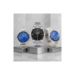 Ceas Bărbătesc Geneva Blue - Oțel Inoxidabil 44mm, Cadran cu Zirconii | WZ1286 - Img 2