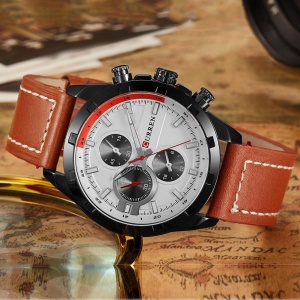 Ceas CURREN 8216 – Business Casual – Carcasă Aliaj Negru 38 mm – Cadran Alb – Curea Piele - Img 4