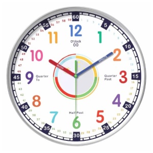 Ceas de Perete pentru Copii Time Zone – Silentios, Multicolor, 31.5×31.5 cm