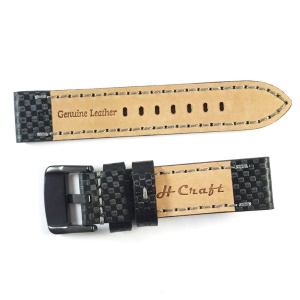 Curea Ceas „Carbon Grey Edition” – Piele Naturală cu Imprimeu Carbon & Cusătură Gri (22mm - 24mm) - Img 3