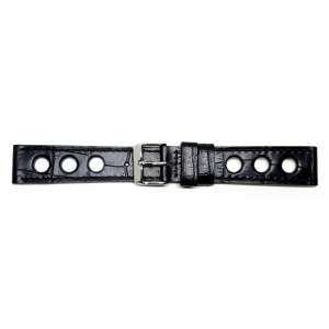 Curea Ceas „Fleurus Noir Stealth” – Piele Naturală de Vițel, Negru Integral (20mm - 24mm) - Img 3