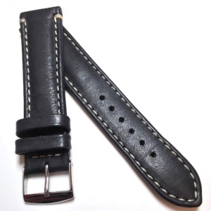 Curea Ceas „Fleurus Paris” – Piele de Vițel Neagra cu Cataramă Argintie (18mm - 22mm) - Img 3
