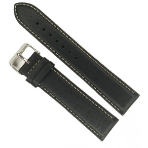 Curea Ceas „Maximus Bizon XL” 7K25 – Piele Neagră Texturată cu Cusătură Albă (20mm - 22mm)