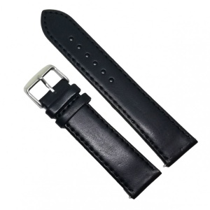 Curea Ceas „Obsidian Classic” 2T3 – Piele Naturală Neagră cu Cusătură Asortată (18mm - 24mm)