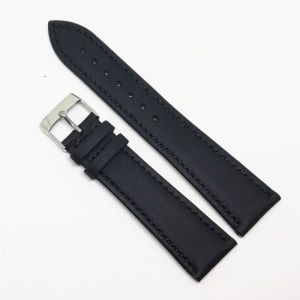Curea Ceas „Obsidian Classic” 5F18-N – Piele Naturală Neagră, Cusătură Neagră (18mm, 20mm, 22mm)