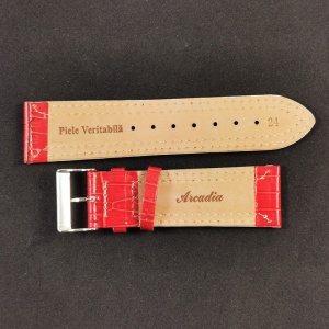 Curea Ceas „Racing Red” 2A22R – Piele Naturală Roșie cu Margini Albe (24mm) - Img 3