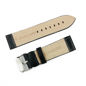Curea ceas din piele naturala Neagra - 18mm, 24mm - WZ3388 - Img 4
