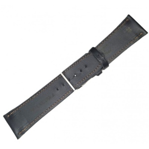 Curea Ceas Neagră 30mm – Cusătură Crem & Cataramă Deployant - Img 4