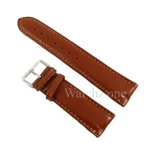 Curea ceas piele naturala maro cusatura crem 24mm