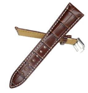 Curea Ceas Piele Naturală Maro/Negru – 18/20/22 mm – Cusătură Albă - Img 5