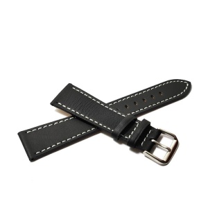 Curea ceas piele neagra + cusatura alba 18mm, 20mm, 22mm WZ5210 - Img 2