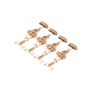 Curea Ceas Piele Neagra Deployant Auriu Roze 20mm 22mm 24mm WZ781 - Img 2