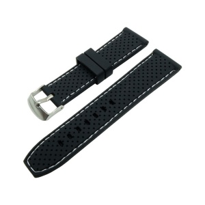 Curea ceas silicon negru cu puncte si cusatura alba 22mm 24mm WZ1027