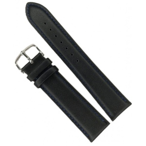 Curea Ceas Time Veranda – Piele Naturală, Neagra cu Cusătură Albastra