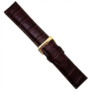 Curea de ceas din piele ecologica maro, imprimeu crocodil - 24mm - C2950 - Img 2