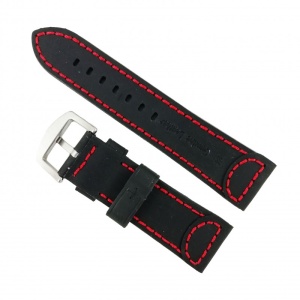 Curea de ceas din piele naturala Neagra - 24 mm WZ2868 - Img 2