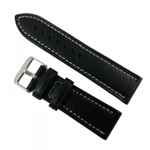 Curea de ceas din piele naturală Neagra - 24mm WZ2886