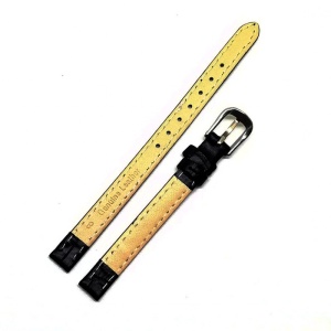 Curea de ceas din piele naturala Neagra - 8mm - C3128 - Img 3
