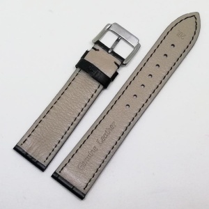 Curea de ceas din piele neagra cu imprimeu croco 20mm C3081 - Img 4