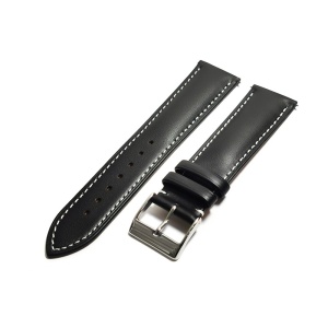 Curea de ceas Neagra din piele naturala cu cusatura Alba - 18mm 20mm 22mm WZ5414 - Img 4