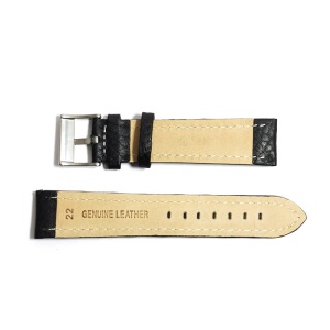 Curea de ceas Neagra din Piele Naturala cu Cusatura Alba - 22mm - GR9865 - Img 3