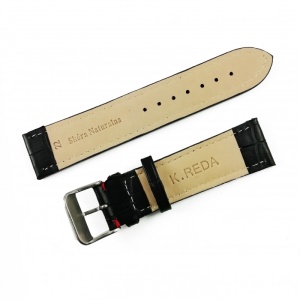 Curea de ceas Neagra din piele naturala cu cusatura rosie - 16mm, 22mm, 24mm - WZ3418 - Img 4