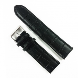 Curea de ceas Neagra din piele naturala cu imprimeu crocodil - 22mm 24mm - WZ3393 - Img 1
