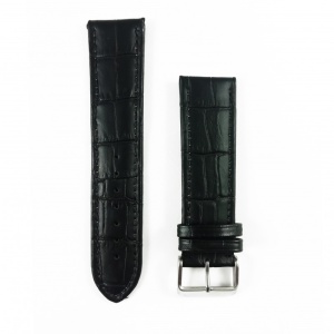 Curea de ceas Neagra din piele naturala cu imprimeu crocodil - 22mm 24mm - WZ3393 - Img 2