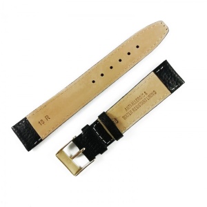 Curea de ceas Neagra din piele naturala tratata antialergic - 18mm - WZ3398 - Img 4