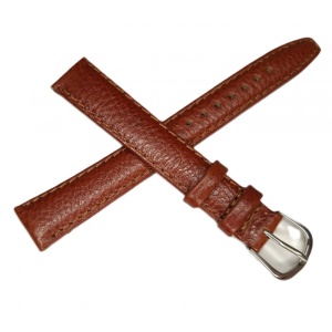 Curea de Ceas Piele Maro Bizonată – 16/14 mm – Lungime XL – Cusătură Maro – Cataramă Argintie - Img 3