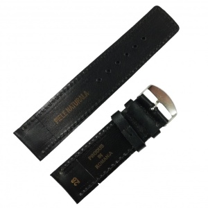 Curea de ceas Piele Naturala Neagra Cusatura Alba - Lungime XL 28mm - Img 5