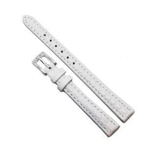Curea pentru ceas din piele naturala Nagata Alba - 10mm