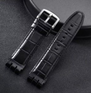 Curea Piele de Vițel pentru Swatch IRONY – 23 mm – Model Bambus – Negru, Maro, Maro Deschis – Cataramă Oțel - Img 7
