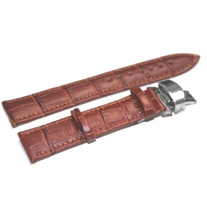Curea Piele Naturală Maro cu Sistem Deployant – Textură Crocodil, 18/20/22/24mm - Img 3