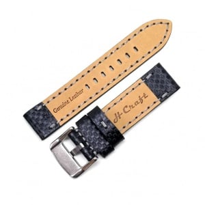 Curea Piele Naturală Neagră cu Imprimeu Carbon – Cusătură Gri – 22/24 mm - Img 6