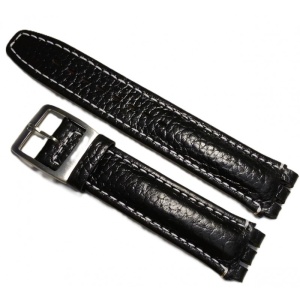 Curea Premium din Piele Naturală pentru Swatch 19mm – Black & White Edition - Img 1