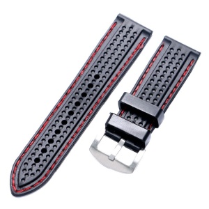 Curea Silicon Sport Neagră cu Cusătură Roșie | 22mm, 24mm, 26mm | Oțel Inoxidabil