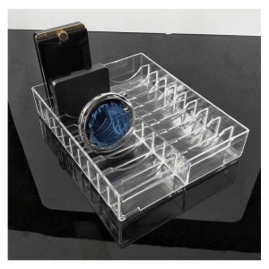 Cutie Depozitare Acrilic Transparent – 20 de Compartimente – 21 x 16,8 x 4 cm – Organizator Bijuterii și Machiaj