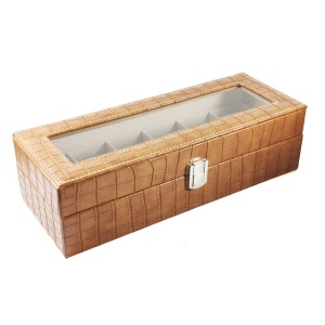 Cutie pentru 6 ceasuri din piele ecologica Neagra / Albastra / Maro / Crem CF-E24 - Img 3