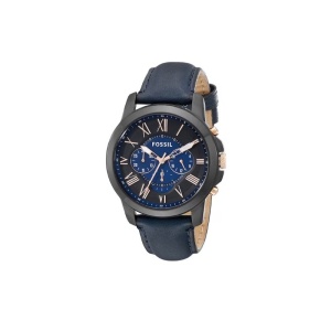 Fossil FS5061 – Cronograf Bărbătesc – Carcasă Neagră – Cadran Albastru cu Numerale Romane – Curea Piele
