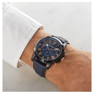 Fossil FS5061 – Cronograf Bărbătesc – Carcasă Neagră – Cadran Albastru cu Numerale Romane – Curea Piele - Img 3