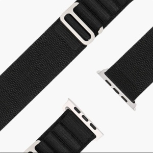 MultiLoop Band pentru Apple Watch – Nylon Elastic – Negru / Crem – G-Hook – 38-49 mm – Confort și Performanță
