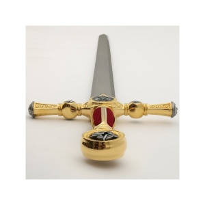 Spadă cu Simboluri Masonice – Ediție de Lux cu Catifea Roșie – Oțel de Toledo – 116 cm - Img 3