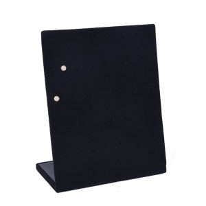 Suport Expunere Cercei – Catifea Gri/Negru – 30 de Perechi (60 Spații) – 25 x 20 cm – WZ1652 - Img 2