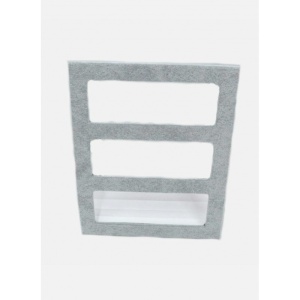 Suport Universal pentru Cercei – 3 Rânduri, 12 Perechi – Catifea Textilă Gri – 15,5 x 8 x 21 cm