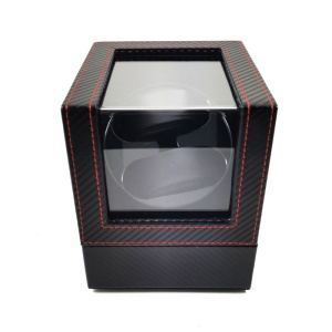 Watch Winder Negru Carbon cu Cusatura Rosie 2+0 - Img 4
